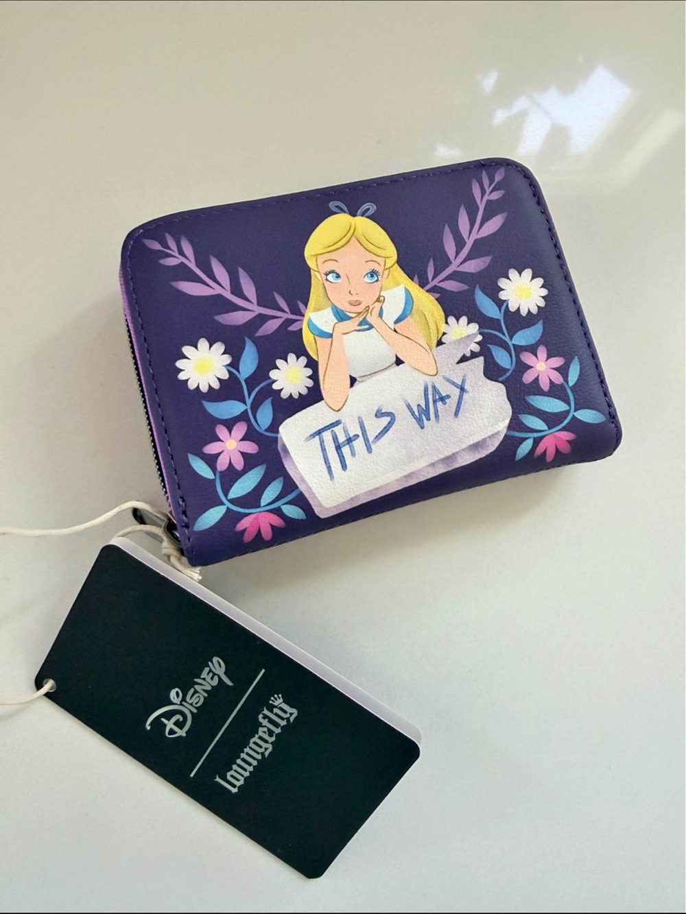 Disney Loungefly  Alice This Way Floral Purple Wallet